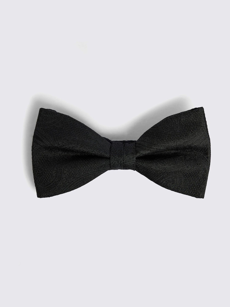 MOSS Black Black Silk Paisley Ready Bow Tie - Image 1 of 2
