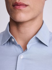 MOSS Light Blue Slim Dobby Stretch Shirt - Image 1 of 5