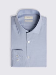 MOSS Light Blue Slim Dobby Stretch Shirt - Image 3 of 5