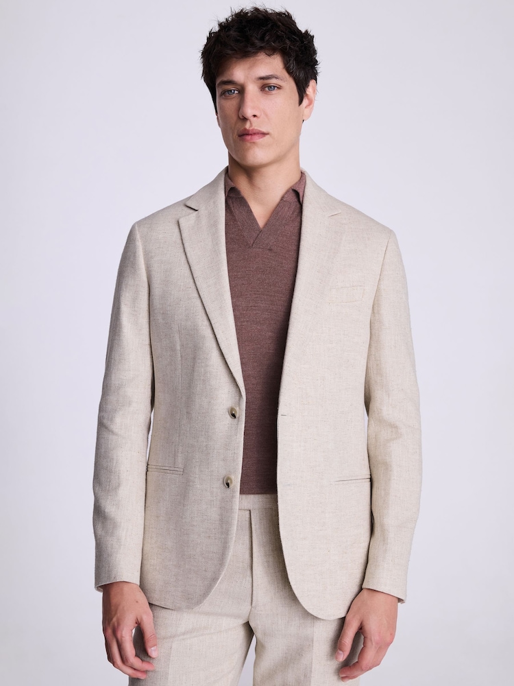 MOSS Natural Tailored Fit Herringbone Jacket - Image 1 of 5 MOSS Natural Tailored Fit Herringbone Jacket - Image 1 of 5