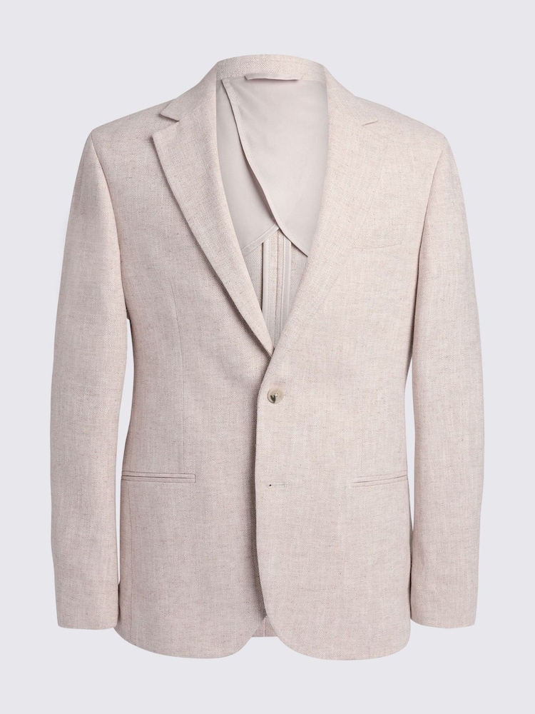 MOSS Natural Tailored Fit Herringbone Jacket - Image 5 of 5