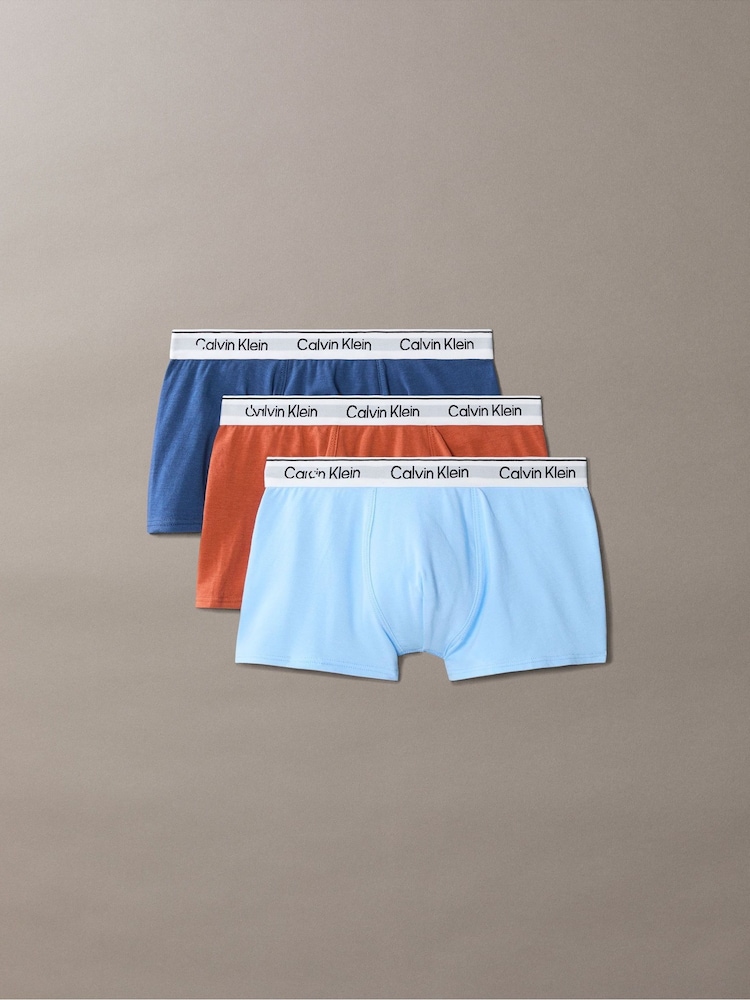 Calvin Klein Navy Blue Modern Cotton Trunks 3 Pack - Image 5 of 5 Calvin Klein Navy Blue Modern Cotton Trunks 3 Pack - Image 5 of 5