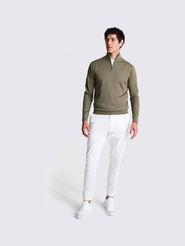 MOSS Green Merino Blend Quarter Zip Jumper - Image 2 of 5