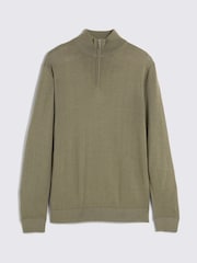 MOSS Green Merino Blend Quarter Zip Jumper - Image 4 of 5