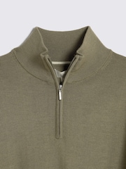 MOSS Green Merino Blend Quarter Zip Jumper - Image 5 of 5