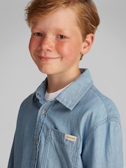 Calvin Klein Blue Relaxed Chambray Shirt - Image 3 of 5