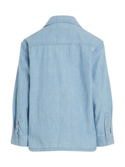 Calvin Klein Blue Relaxed Chambray Shirt - Image 5 of 5