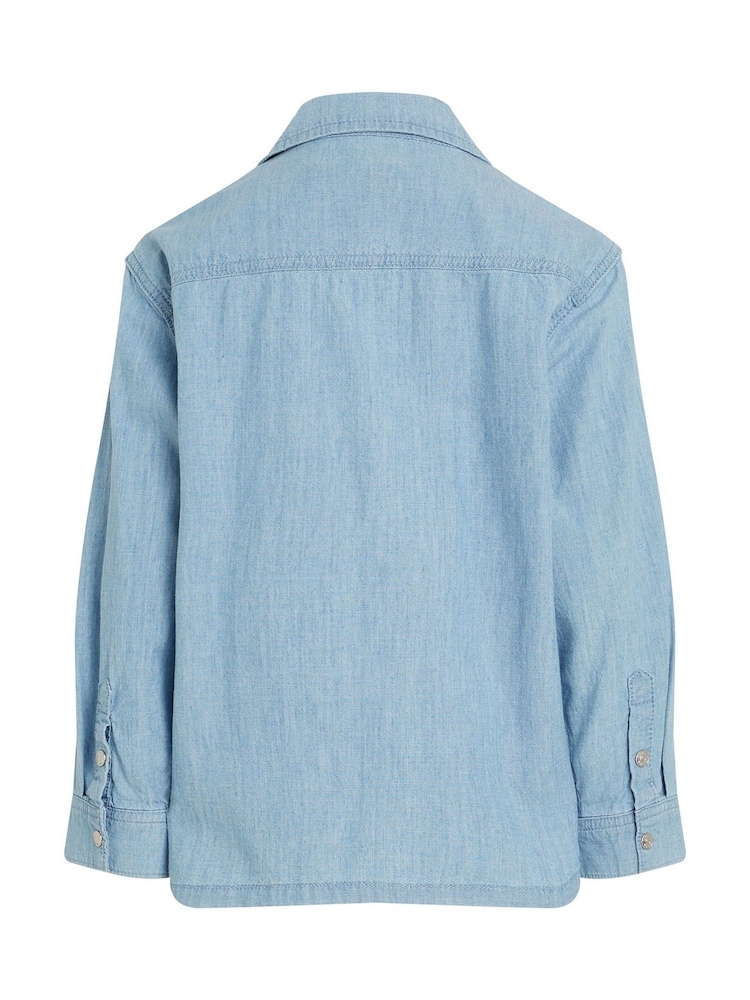 Calvin Klein Blue Relaxed Chambray Shirt - Image 5 of 5