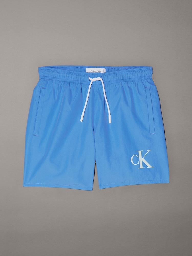 Calvin Klein Blue Medium Swim Shorts With Drawstring - Image 1 of 2 Calvin Klein Blue Medium Swim Shorts With Drawstring - Image 1 of 2