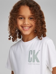 Calvin Klein White 100% Cotton Graphic T-Shirt - Image 3 of 5