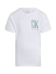Calvin Klein White 100% Cotton Graphic T-Shirt - Image 4 of 5