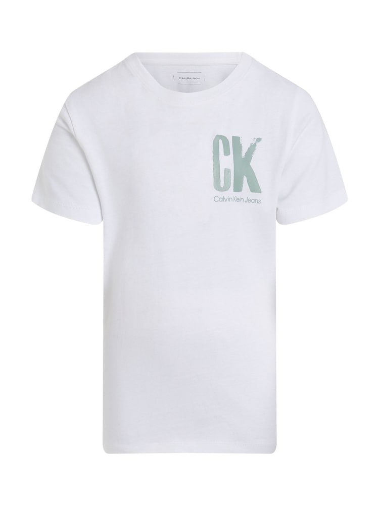 לבן - Calvin Klein חולצת טי עם גרפיקה, %100 כותנה - Image 4 of 5