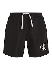 Calvin Klein Black Medium Swim Shorts With Drawstring - Image 1 of 2