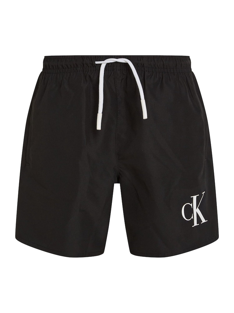 Calvin Klein Black Medium Swim Shorts With Drawstring - Image 1 of 2