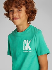 Calvin Klein Green 100% Cotton Graphic T-Shirt - Image 3 of 5