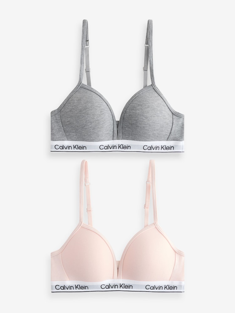 Calvin Klein Grey Modern Cotton Triangle Bra 2 Pack - Image 1 of 3