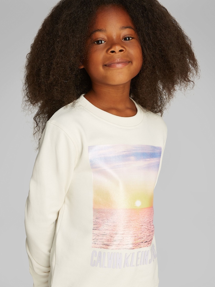 Calvin Klein Brown 100% Cotton Sunset Graphic Terry Sweatshirt - Image 3 of 5