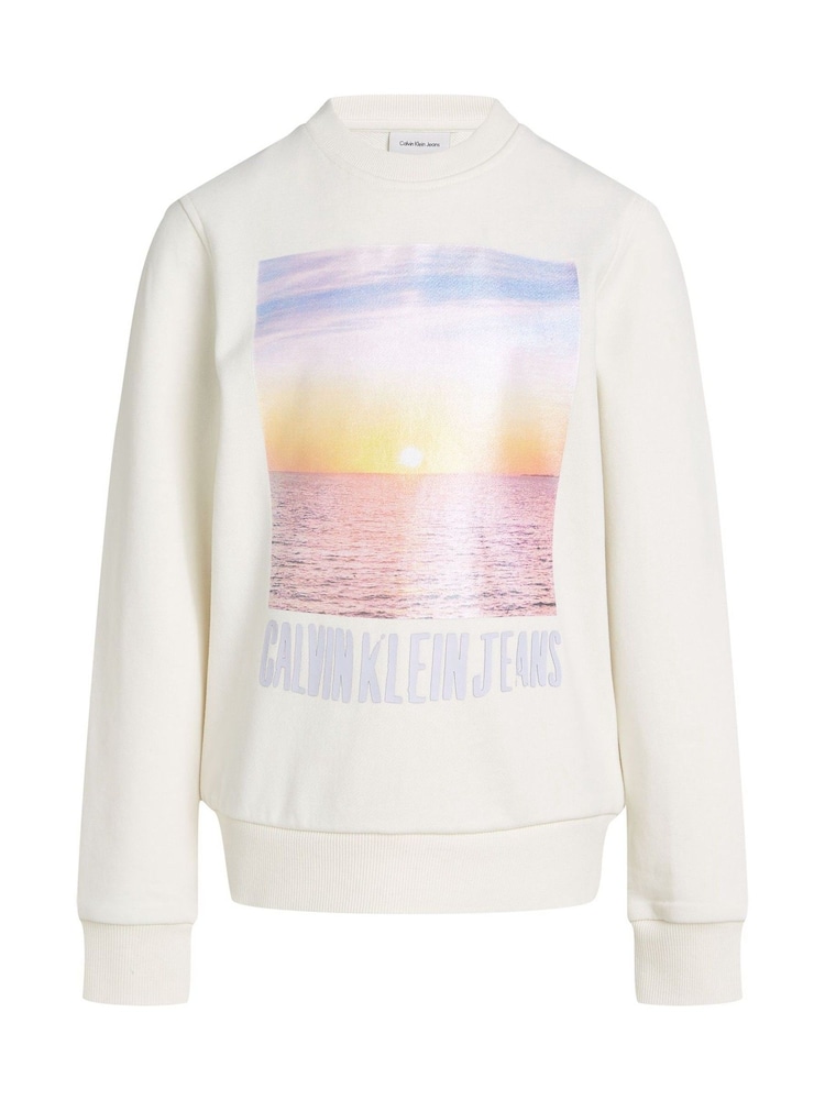 Calvin Klein Brown 100% Cotton Sunset Graphic Terry Sweatshirt - Image 4 of 5