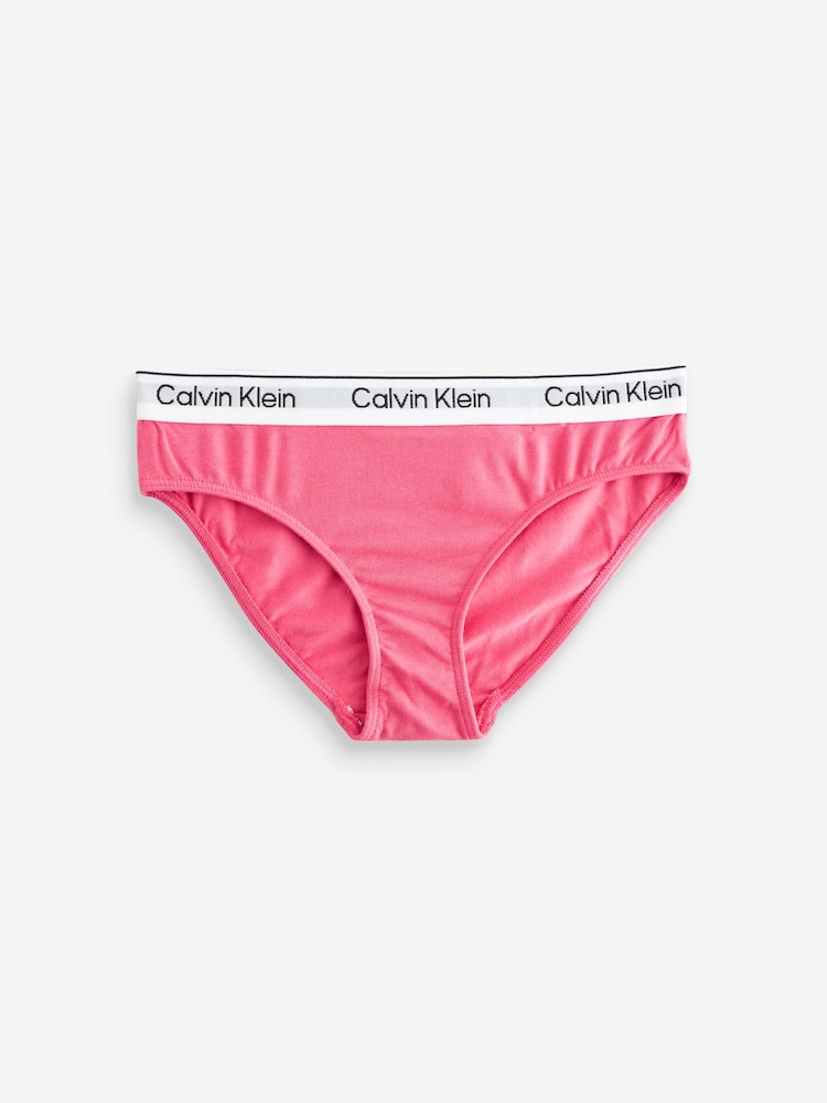 Calvin Klein Pink/Blue Modern Cotton Bikini Briefs 5 Pack - Image 3 of 6