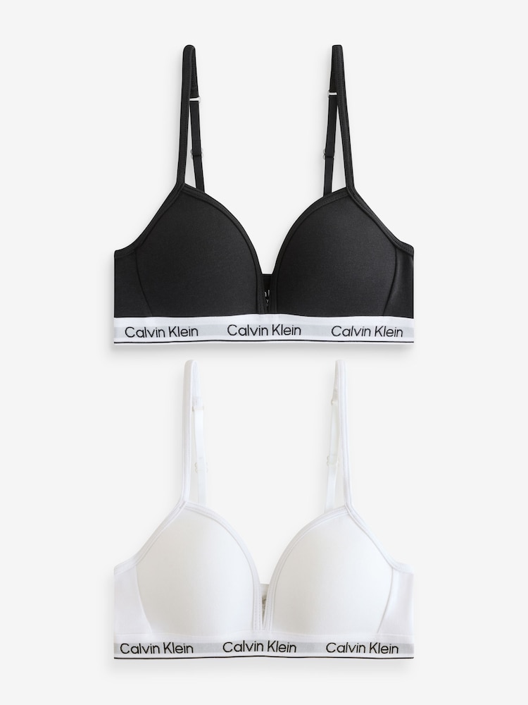 Calvin Klein Black Modern Cotton Triangle Bra 2 Pack - Image 1 of 3