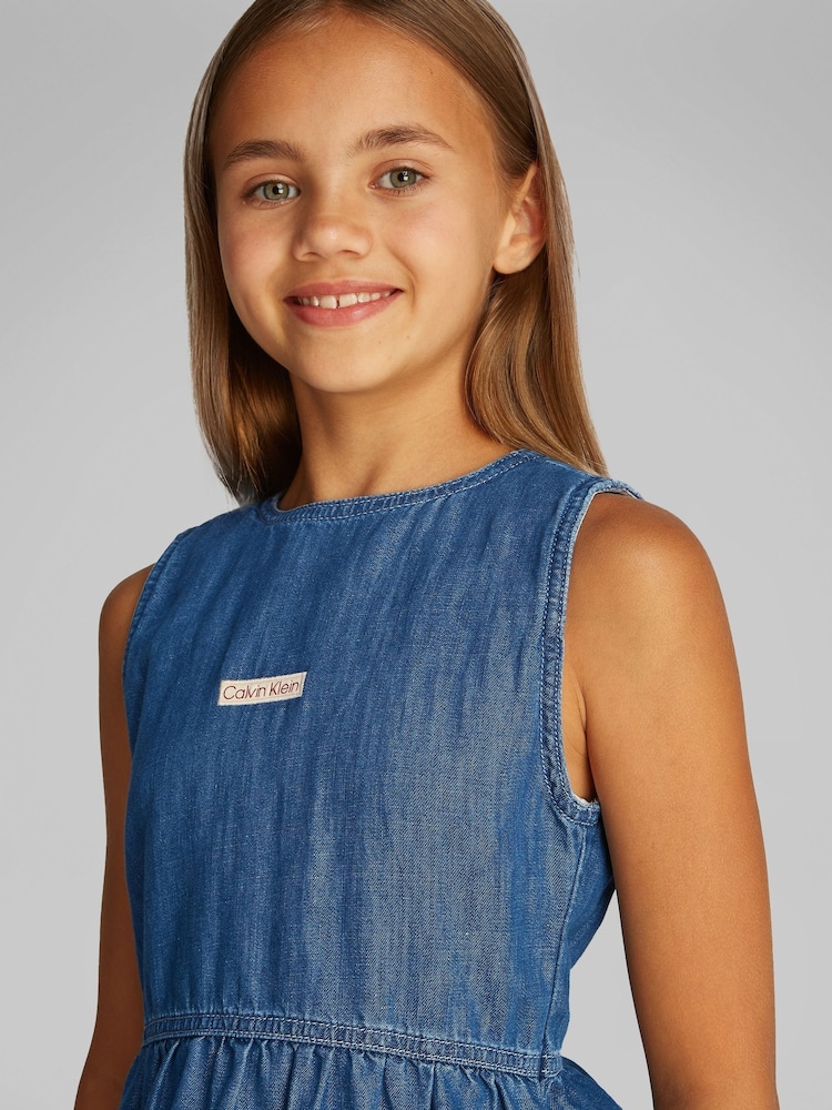 Calvin Klein Blue Denim Shirt Dress - Image 3 of 5