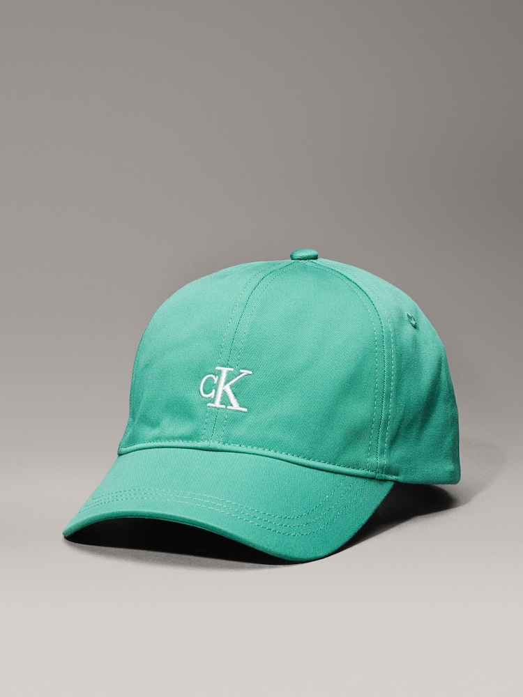 Calvin Klein Green Monogram 100% Cotton Baseball Cap - Image 1 of 4