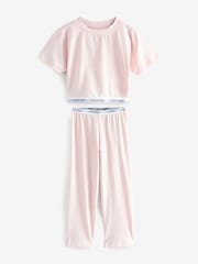Calvin Klein Pink Modern Knit T-Shirt And Trousers Pyjamas Set - Image 1 of 3