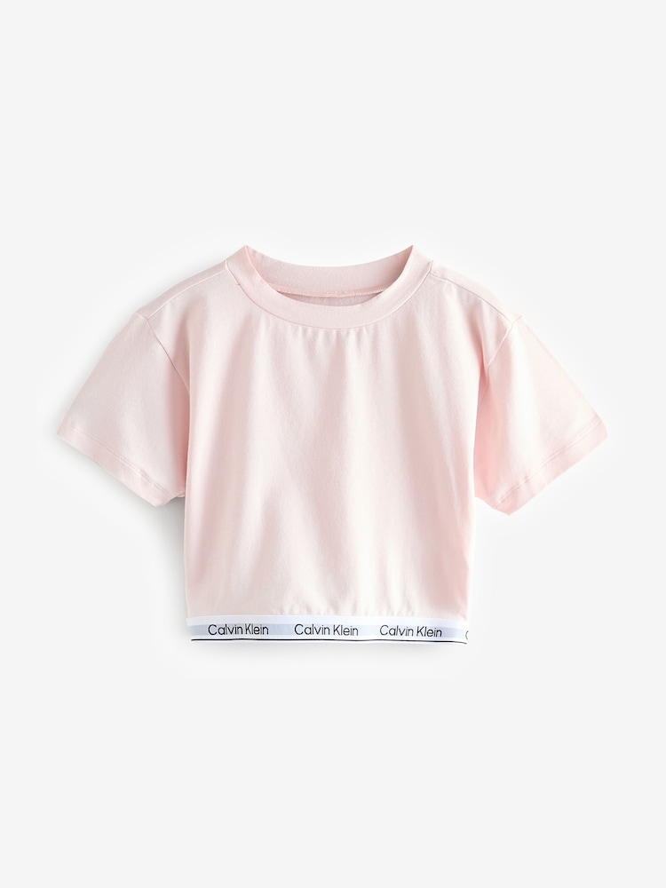 Calvin Klein Pink Modern Knit T-Shirt And Trousers Pyjamas Set - Image 2 of 3