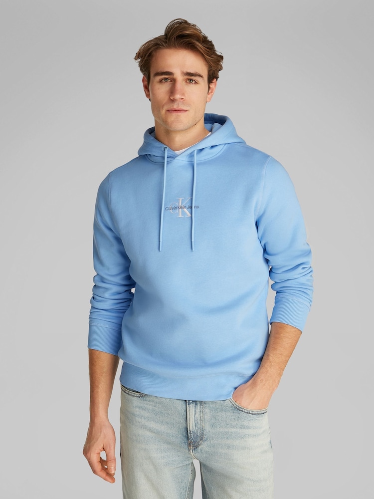 Calvin Klein Blue Relaxed Monologo Hoodie - Image 1 of 6