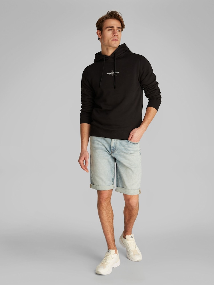 Calvin Klein Black Relaxed Monologo Hoodie - Image 1 of 7