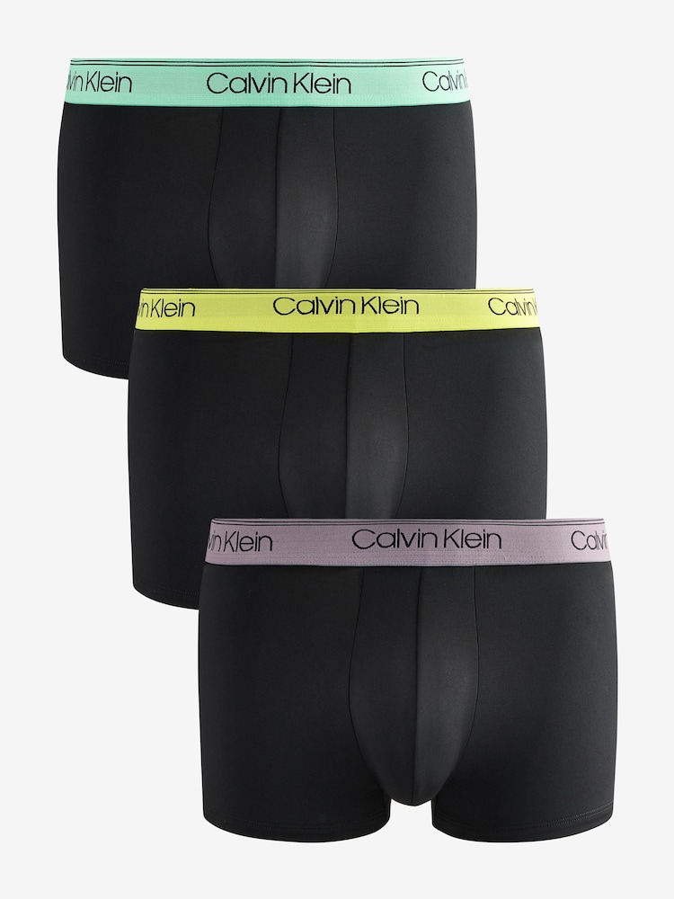 Calvin Klein Blue Micro Stretch Low Rise Trunks 3 Pack - Image 1 of 5