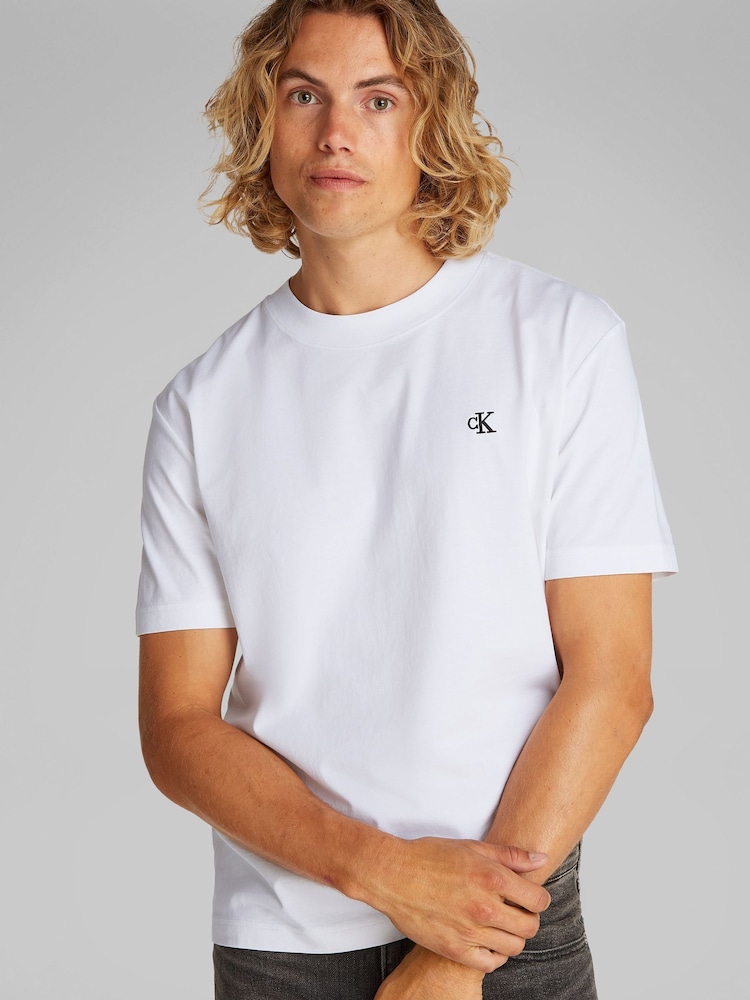 Calvin Klein White Monologo 100% Cotton T-Shirt - Image 2 of 7