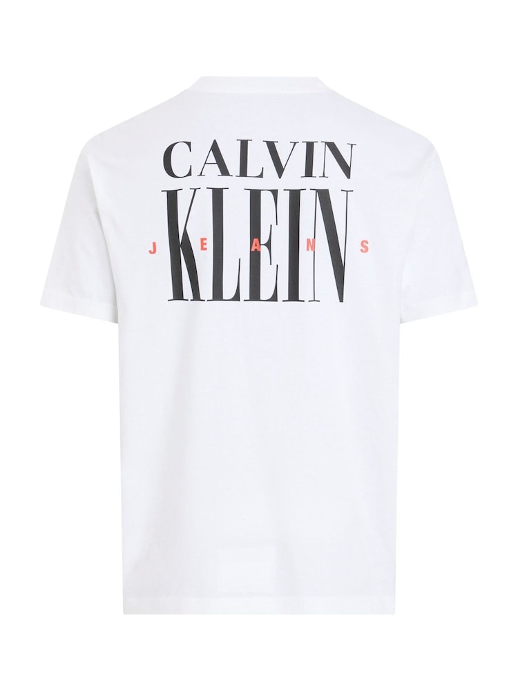 Calvin Klein White Monologo 100% Cotton T-Shirt - Image 6 of 7