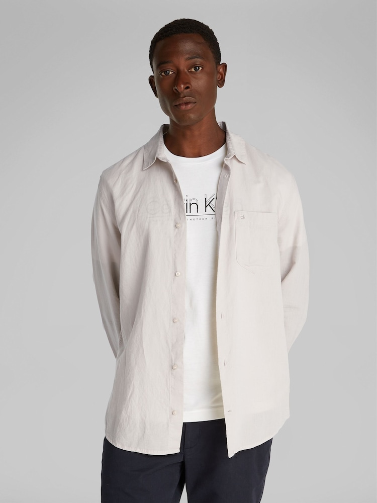Calvin Klein Natural Regular Fit Long Sleeve Shirt - Image 1 of 6