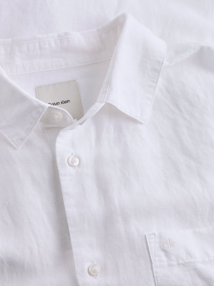 Calvin Klein Off White Regular Fit Stripe Long Sleeve Shirt - Image 6 of 6 Calvin Klein Off White Regular Fit Stripe Long Sleeve Shirt - Image 6 of 6
