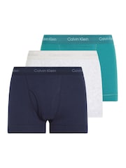 Calvin Klein Green Classic 100% Cotton Trunks 3 Pack - Image 1 of 5