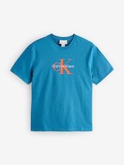 Calvin Klein Dark Blue 100% Cotton Monologo T-Shirt - Image 1 of 1