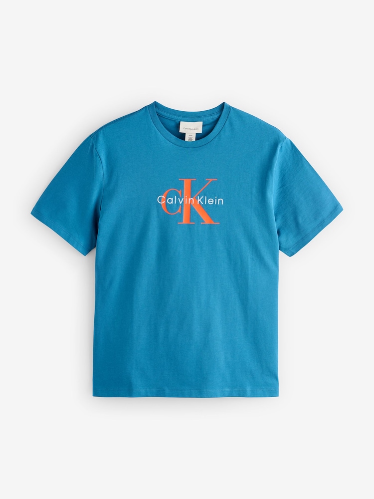 Calvin Klein Dark Blue 100% Cotton Monologo T-Shirt - Image 1 of 1