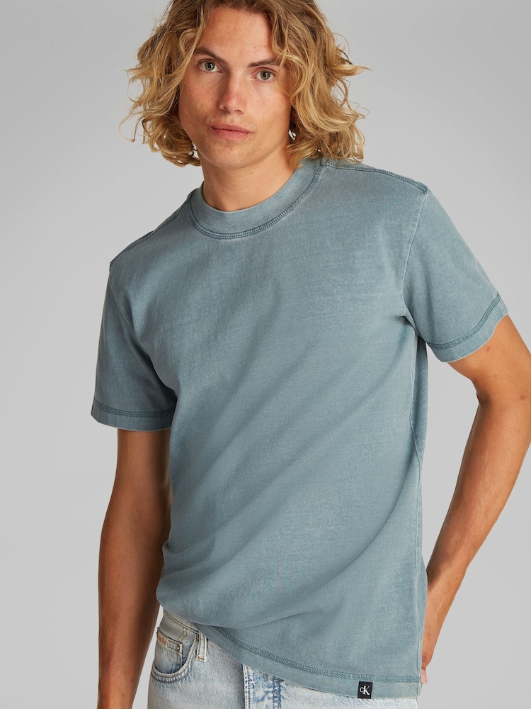 Calvin Klein Blue 100% Cotton Garment Dye T-Shirt - Image 4 of 6
