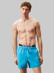 Calvin Klein Blue Intense Power Medium Double Waistband Swim Shorts - Image 1 of 5