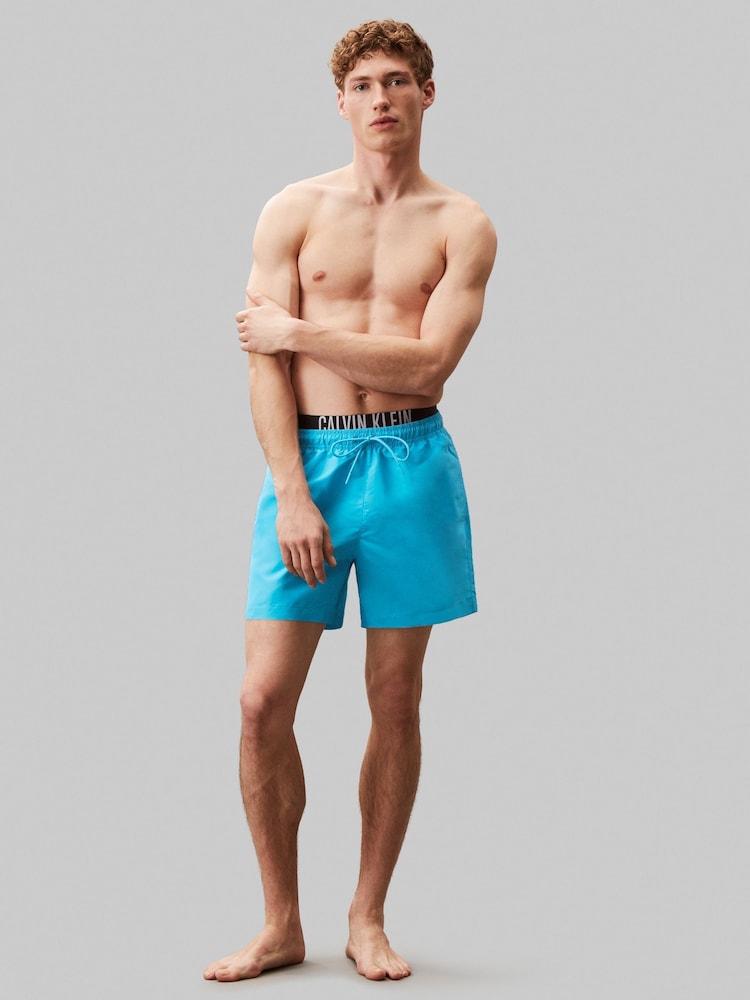 Calvin Klein Blue Intense Power Medium Double Waistband Swim Shorts - Image 2 of 5