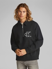 Calvin Klein Rib Logo Zip Polo Shirt - Bild 1 von 6