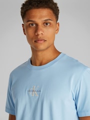 Синий - Calvin Klein Monologo 100% Cotton T-Shirt - Image 2 of 6