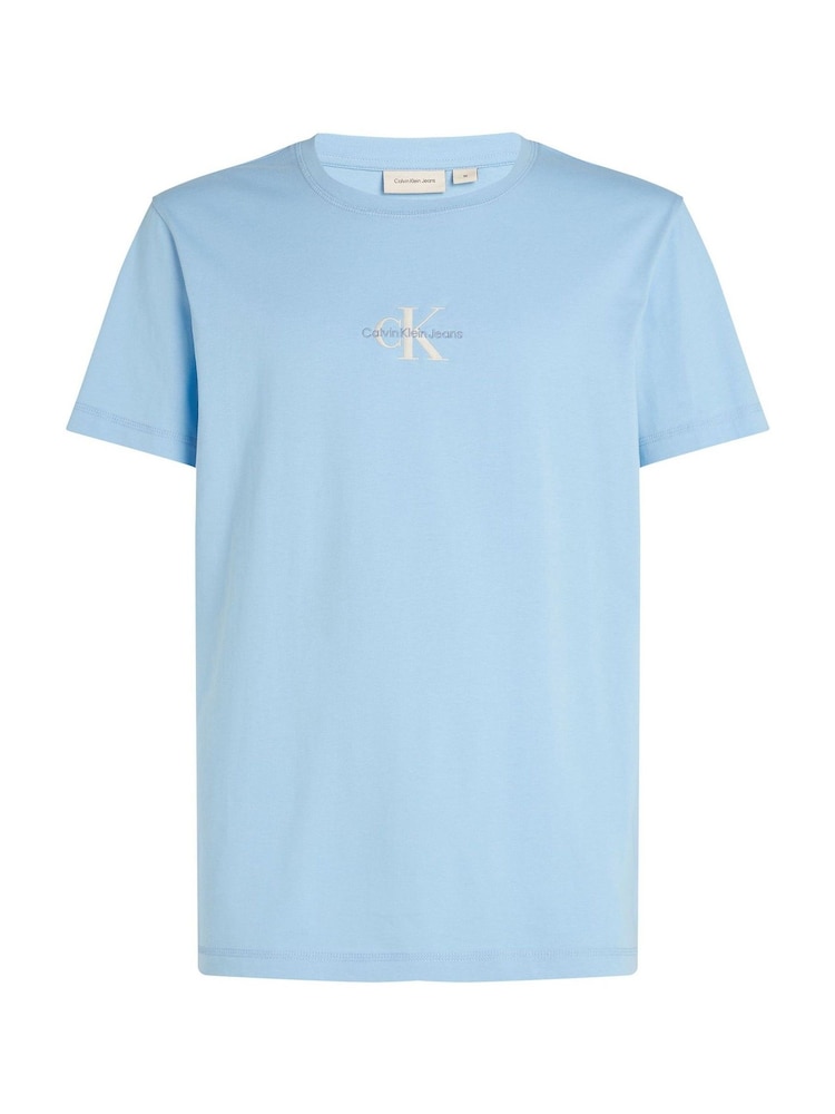 Calvin Klein Blue Monologo 100% Cotton T-Shirt - Image 5 of 6