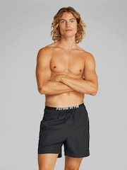 Calvin Klein Black Intense Power Medium Double Waistband Swim Shorts - Image 1 of 5