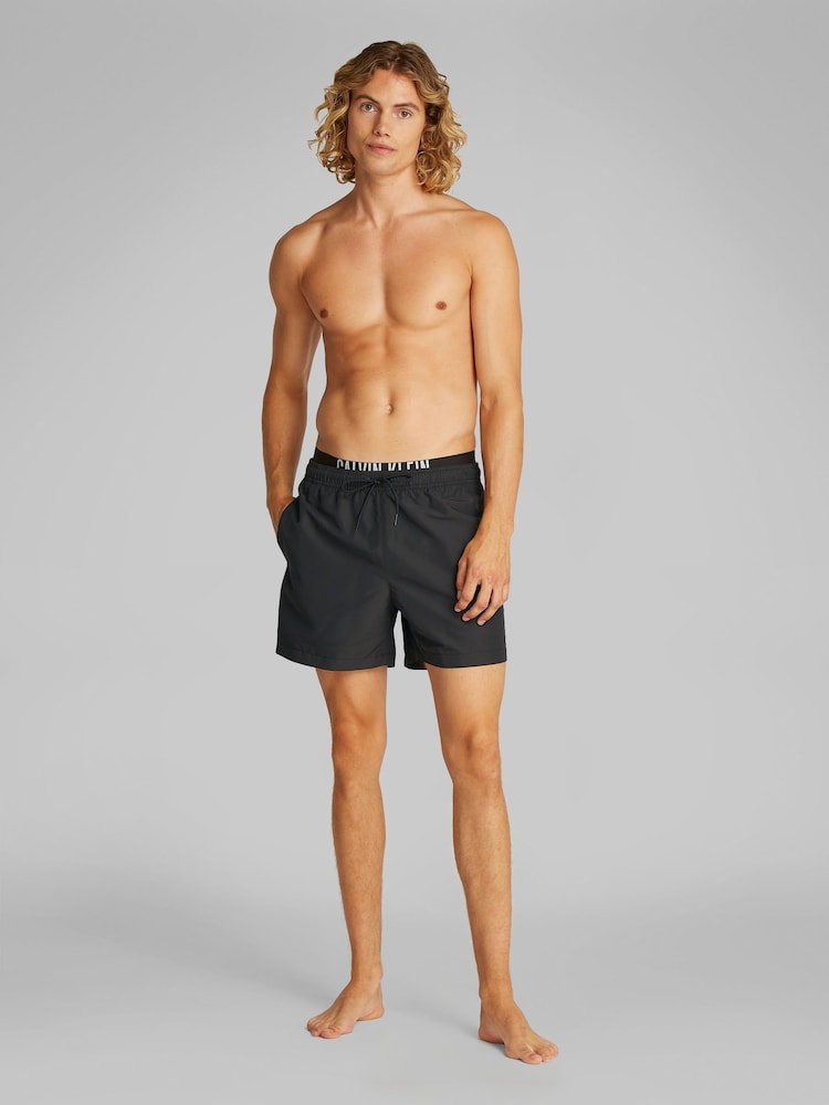 Calvin Klein Black Intense Power Medium Double Waistband Swim Shorts - Image 2 of 5
