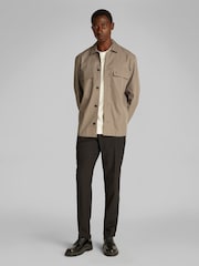Calvin Klein Brown Boxy Cotton Blend Overshirt - Image 2 of 7