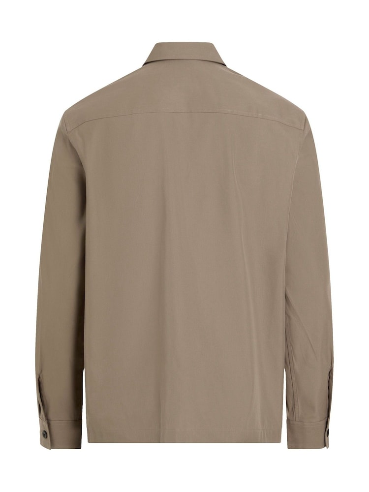 Calvin Klein Brown Boxy Cotton Blend Overshirt - Image 7 of 7