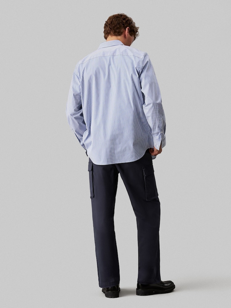 Calvin Klein Blue Pull On Straight Cargo Trousers - Image 3 of 5