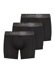 Calvin Klein Black Brushed Micro Stripe Boxer Briefs 3 Pack - Image 1 of 5